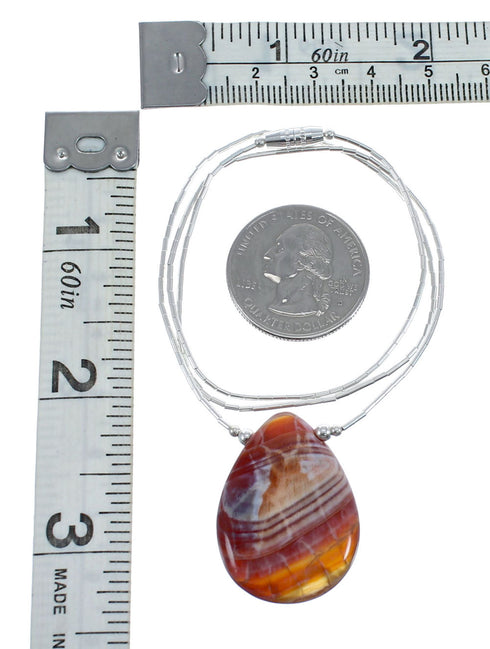 Liquid Silver Native American Agate Necklace JX126759